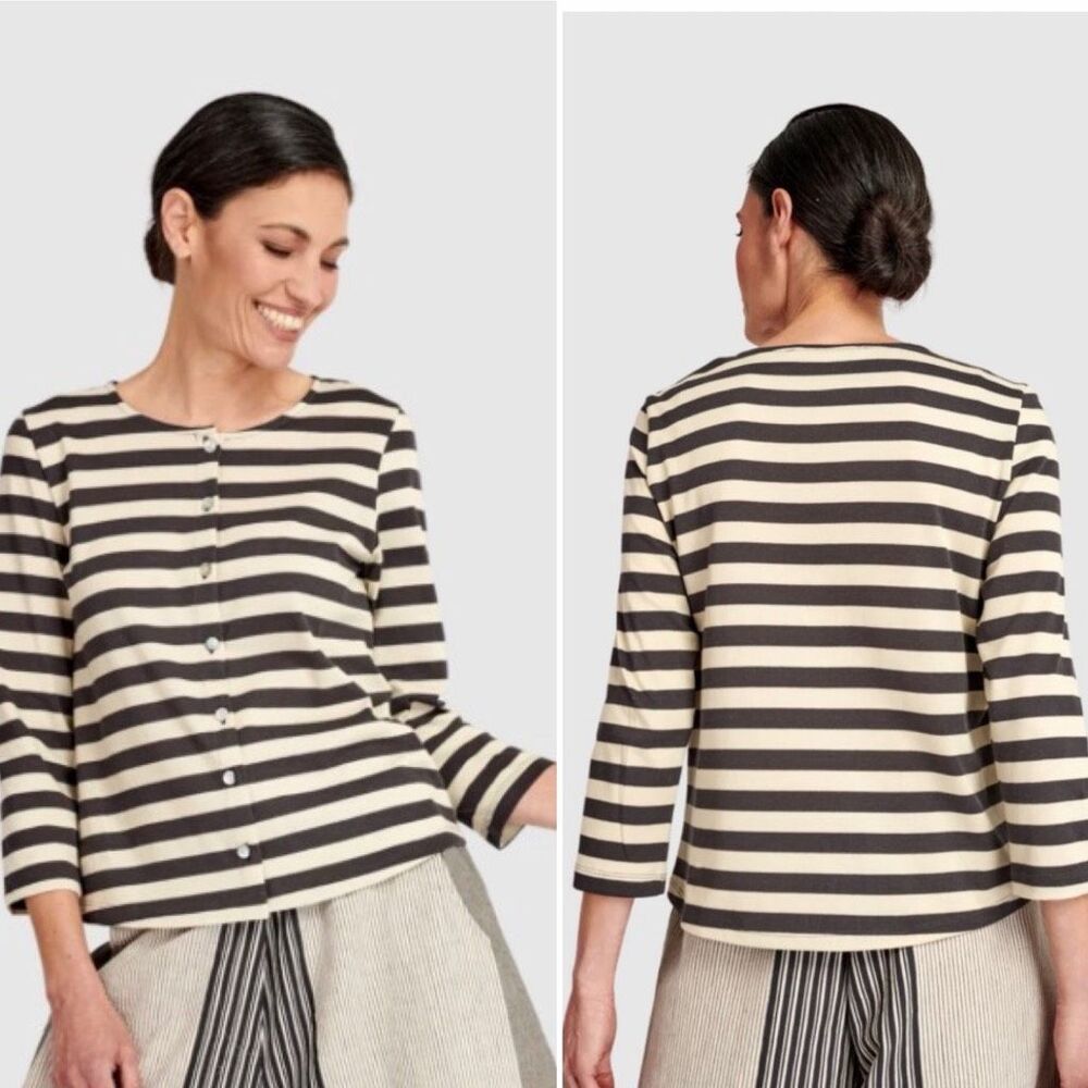 ALEMBIKA Rally Stripe Button Up Cardigan-M